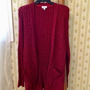 Kim Rogers Burgundy Ribbed Cardigan
